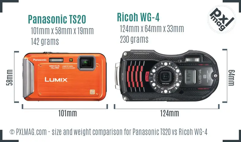 Panasonic TS20 vs Ricoh WG-4 size comparison Panasonic TS20 vs Ricoh WG-4 size comparison