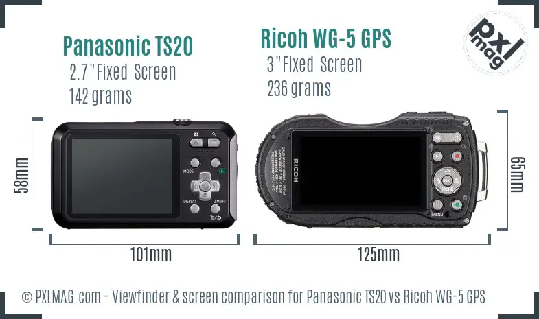 Panasonic TS20 vs Ricoh WG-5 GPS Screen and Viewfinder comparison