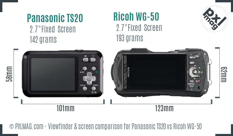 Panasonic TS20 vs Ricoh WG-50 Screen and Viewfinder comparison Panasonic TS20 vs Ricoh WG-50 Screen and Viewfinder comparison
