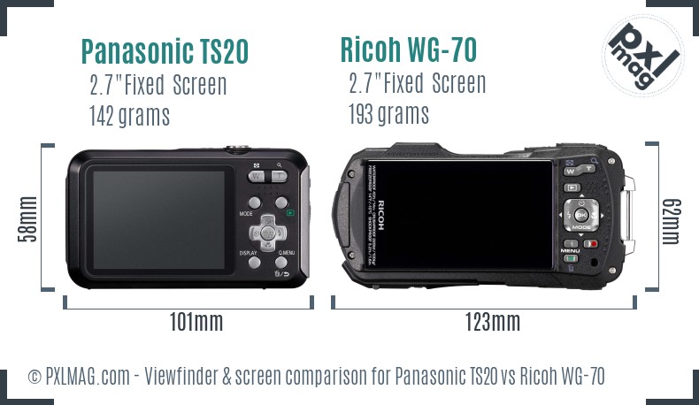 Panasonic TS20 vs Ricoh WG-70 Screen and Viewfinder comparison