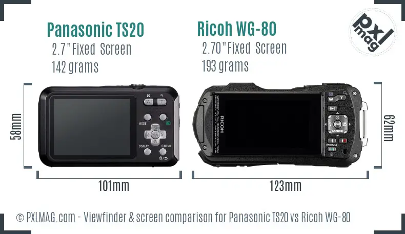 Panasonic TS20 vs Ricoh WG-80 Screen and Viewfinder comparison