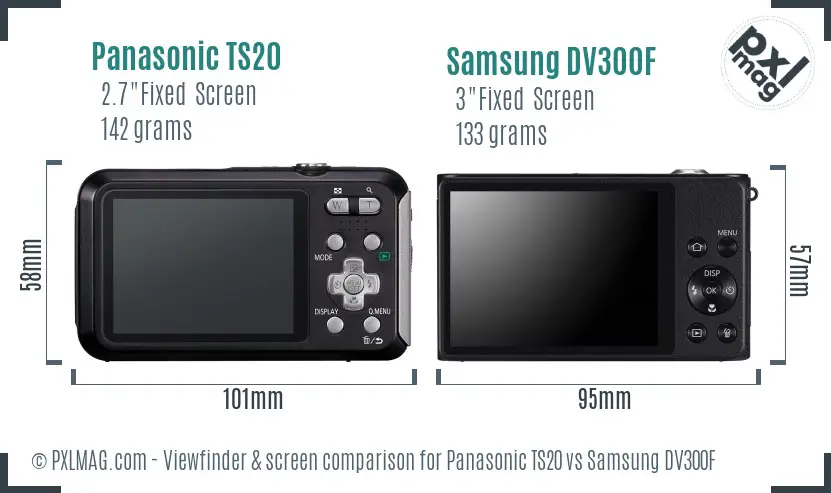 Panasonic TS20 vs Samsung DV300F Screen and Viewfinder comparison