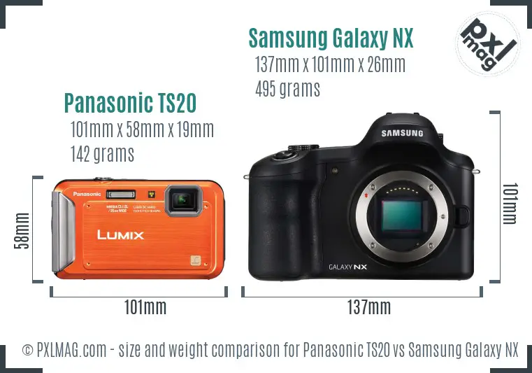 Panasonic TS20 vs Samsung Galaxy NX size comparison