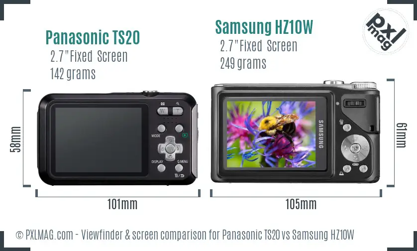 Panasonic TS20 vs Samsung HZ10W Screen and Viewfinder comparison