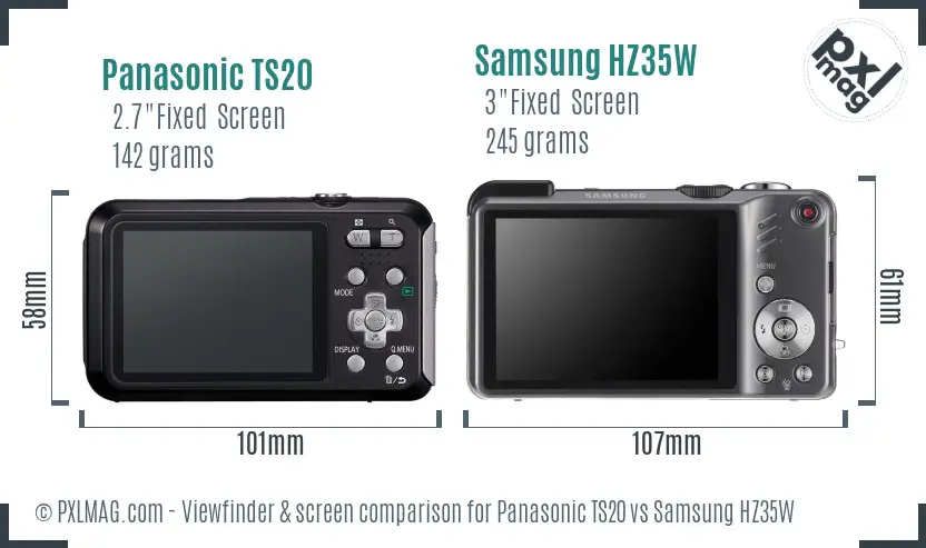 Panasonic TS20 vs Samsung HZ35W Screen and Viewfinder comparison