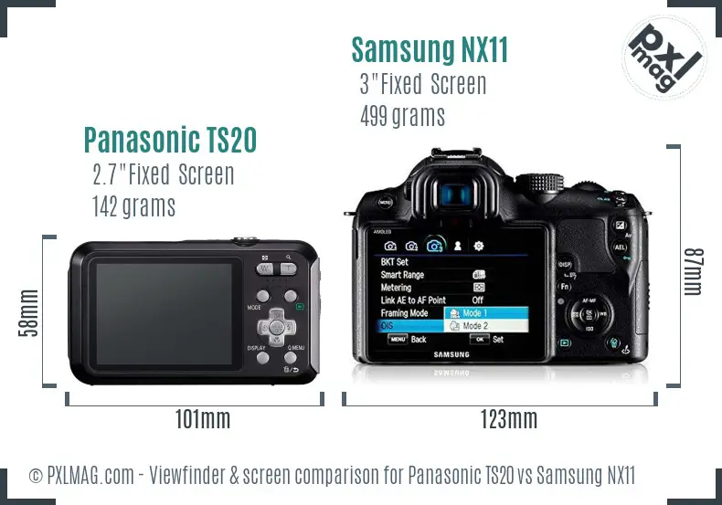 Panasonic TS20 vs Samsung NX11 Screen and Viewfinder comparison