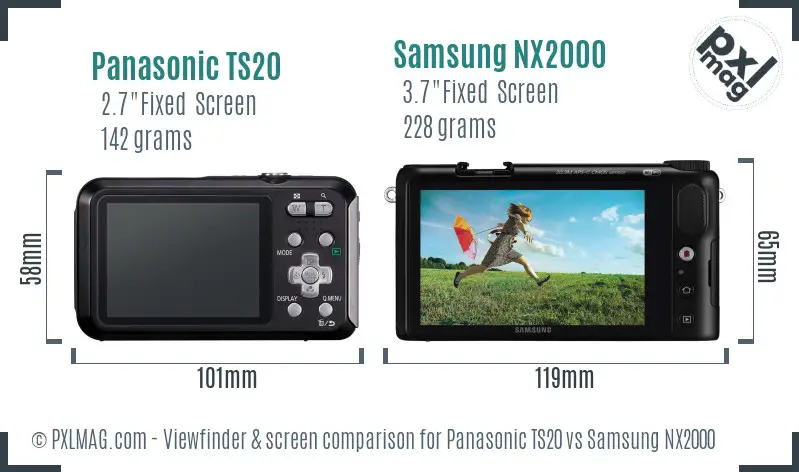 Panasonic TS20 vs Samsung NX2000 Screen and Viewfinder comparison