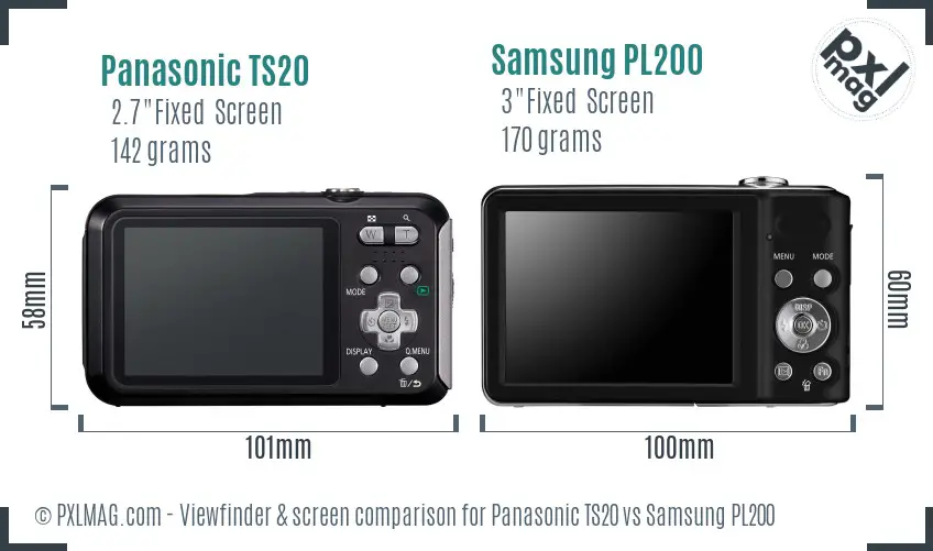 Panasonic TS20 vs Samsung PL200 Screen and Viewfinder comparison