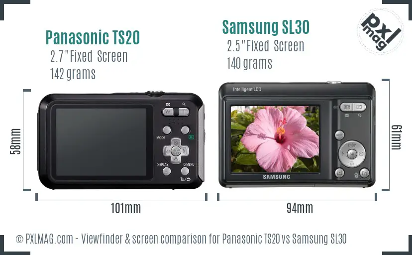 Panasonic TS20 vs Samsung SL30 Screen and Viewfinder comparison