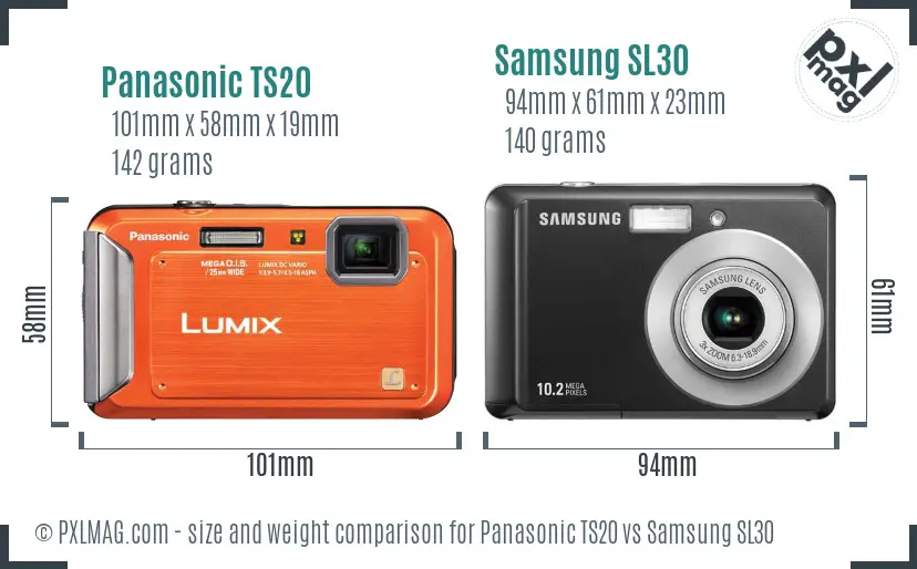 Panasonic TS20 vs Samsung SL30 size comparison