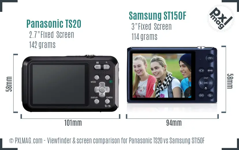 Panasonic TS20 vs Samsung ST150F Screen and Viewfinder comparison