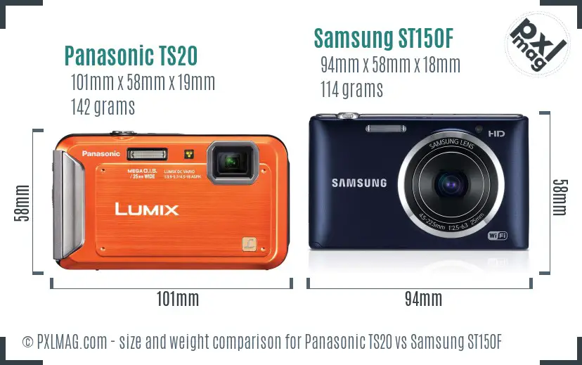 Panasonic TS20 vs Samsung ST150F size comparison Panasonic TS20 vs Samsung ST150F size comparison