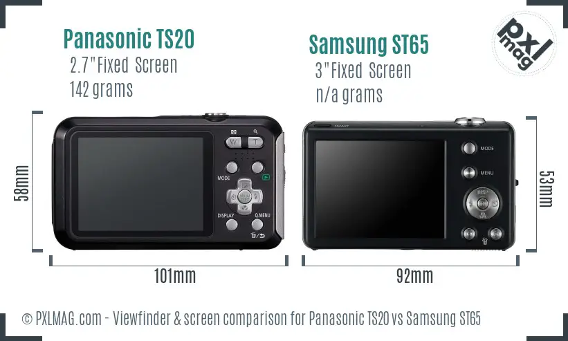 Panasonic TS20 vs Samsung ST65 Screen and Viewfinder comparison