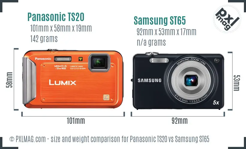 Panasonic TS20 vs Samsung ST65 size comparison