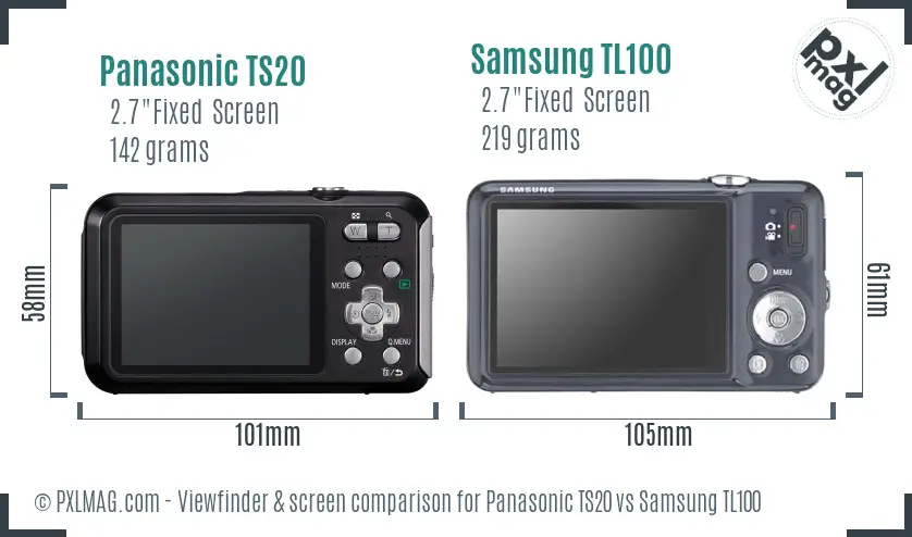 Panasonic TS20 vs Samsung TL100 Screen and Viewfinder comparison