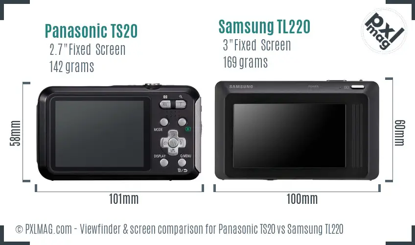 Panasonic TS20 vs Samsung TL220 Screen and Viewfinder comparison
