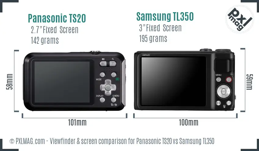 Panasonic TS20 vs Samsung TL350 Screen and Viewfinder comparison