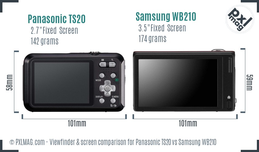Panasonic TS20 vs Samsung WB210 Screen and Viewfinder comparison