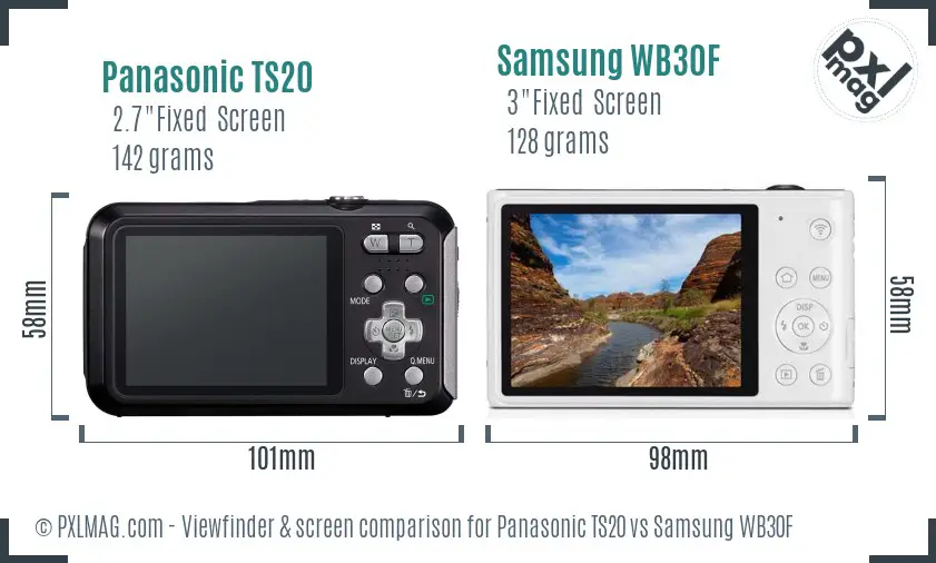Panasonic TS20 vs Samsung WB30F Screen and Viewfinder comparison