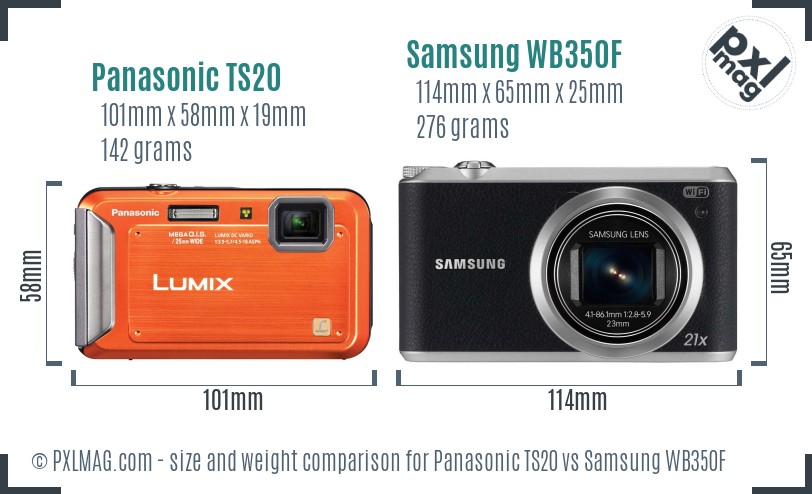 Panasonic TS20 vs Samsung WB350F size comparison Panasonic TS20 vs Samsung WB350F size comparison