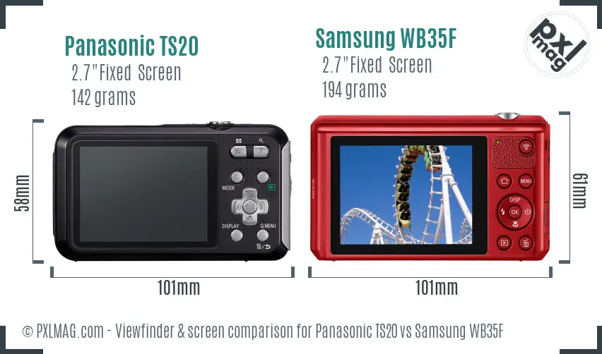 Panasonic TS20 vs Samsung WB35F Screen and Viewfinder comparison