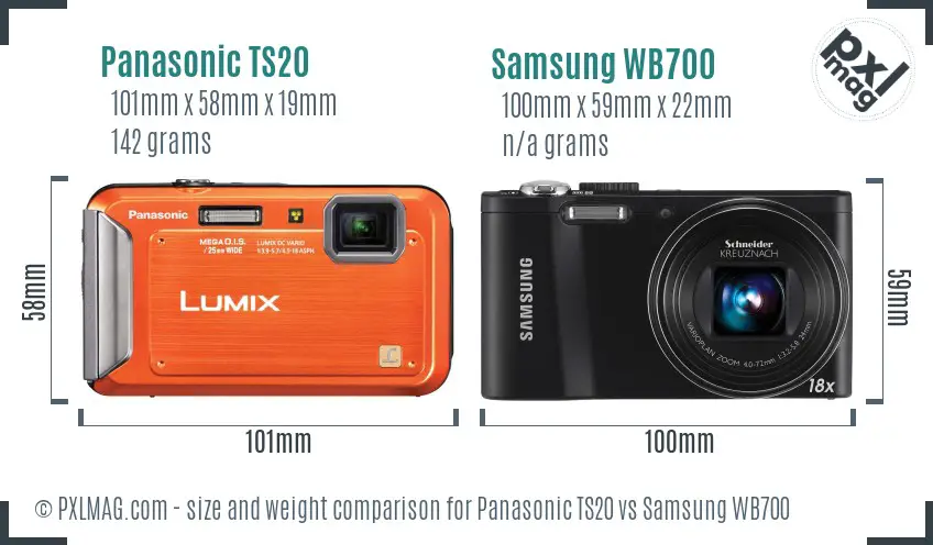 Size comparison between Panasonic TS20 and Samsung WB700
