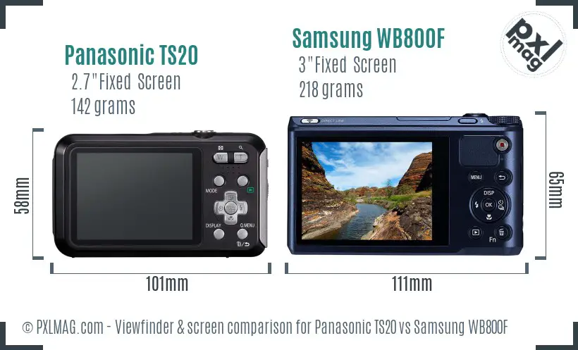 Panasonic TS20 vs Samsung WB800F Screen and Viewfinder comparison