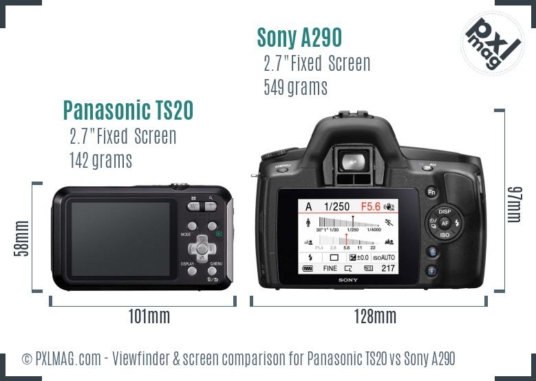 Panasonic TS20 vs Sony A290 Screen and Viewfinder comparison