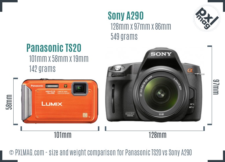 Panasonic TS20 vs Sony A290 size comparison Panasonic TS20 vs Sony A290 size comparison