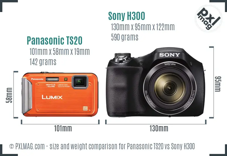 Panasonic TS20 vs Sony H300 size comparison