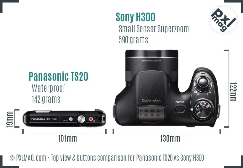 Panasonic TS20 vs Sony H300 top view buttons comparison