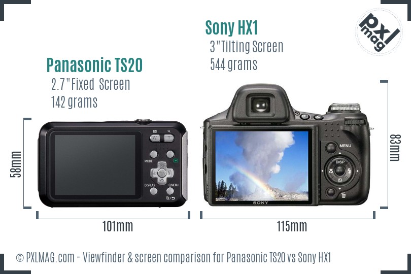 Panasonic TS20 vs Sony HX1 Screen and Viewfinder comparison