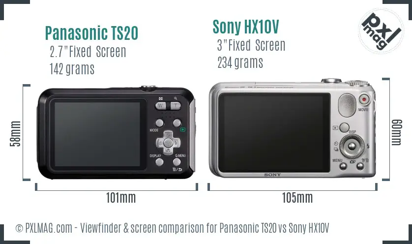 Panasonic TS20 vs Sony HX10V Screen and Viewfinder comparison Panasonic TS20 vs Sony HX10V Screen and Viewfinder comparison