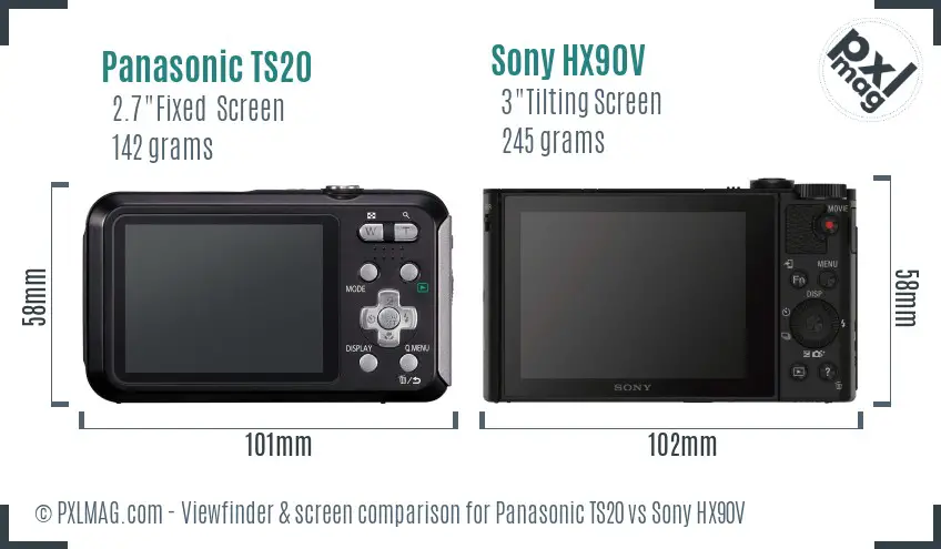 Panasonic TS20 vs Sony HX90V Screen and Viewfinder comparison Panasonic TS20 vs Sony HX90V Screen and Viewfinder comparison
