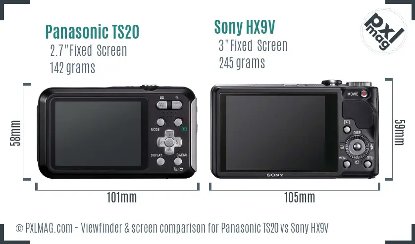 Panasonic TS20 vs Sony HX9V Screen and Viewfinder comparison