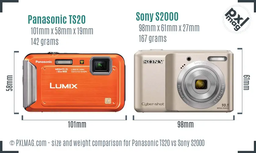 Panasonic TS20 vs Sony S2000 size comparison Panasonic TS20 vs Sony S2000 size comparison