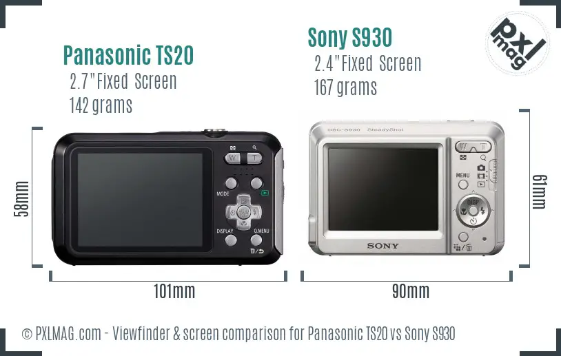 Panasonic TS20 vs Sony S930 Screen and Viewfinder comparison