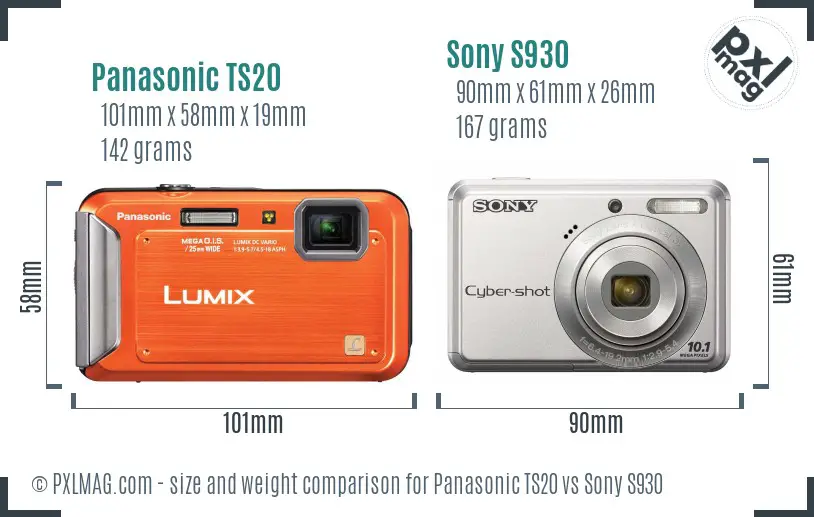 Panasonic TS20 vs Sony S930 size comparison