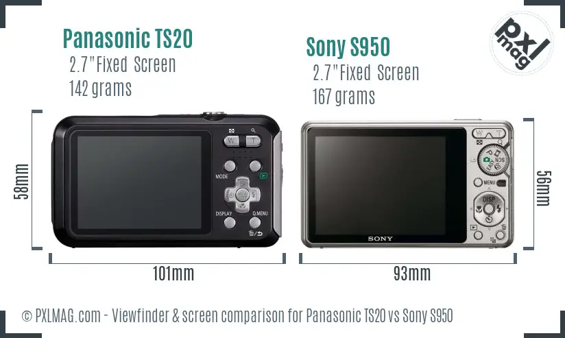Panasonic TS20 vs Sony S950 Screen and Viewfinder comparison