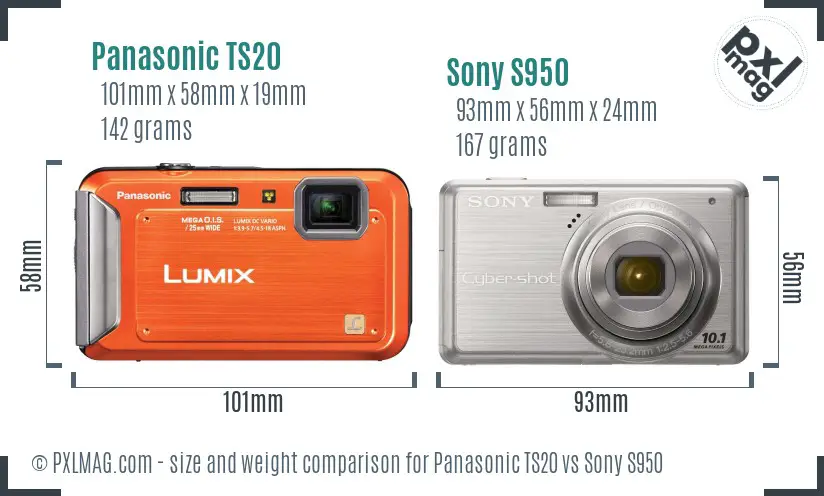Panasonic TS20 vs Sony S950 size comparison