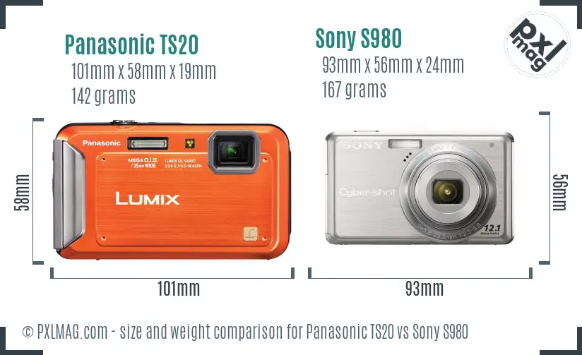 Panasonic TS20 vs Sony S980 size comparison