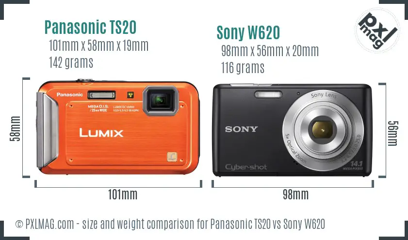 Panasonic TS20 vs Sony W620 size comparison Panasonic TS20 vs Sony W620 size comparison