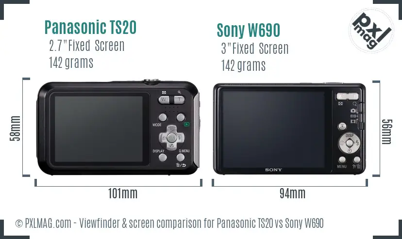 Panasonic TS20 vs Sony W690 Screen and Viewfinder comparison