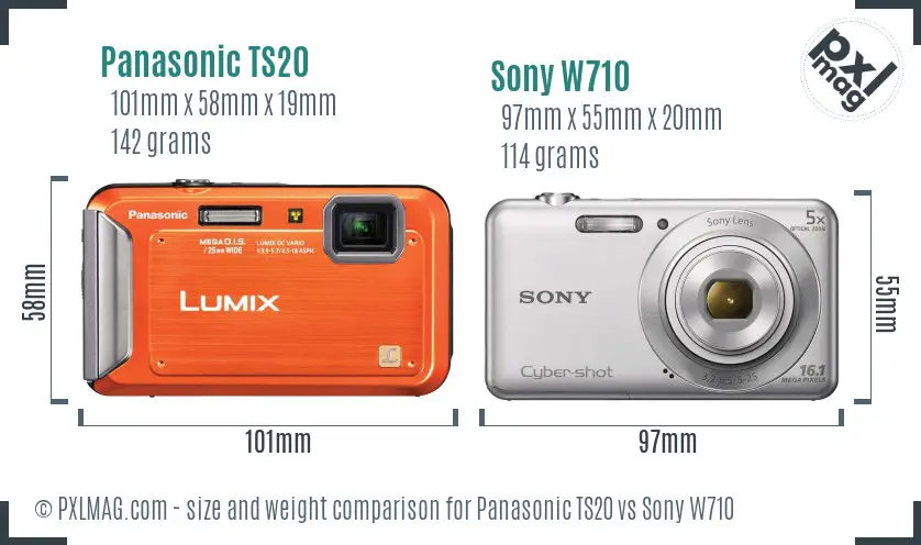 Panasonic TS20 vs Sony W710 size comparison Panasonic TS20 vs Sony W710 size comparison