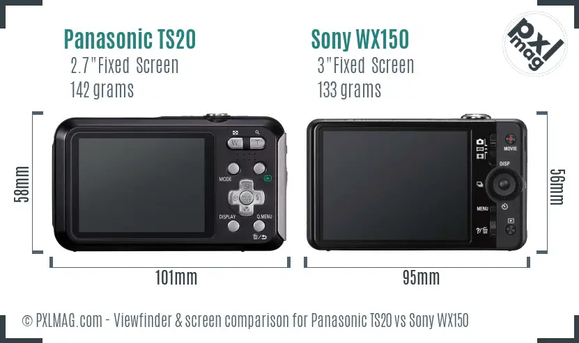 Panasonic TS20 vs Sony WX150 Screen and Viewfinder comparison Panasonic TS20 vs Sony WX150 Screen and Viewfinder comparison