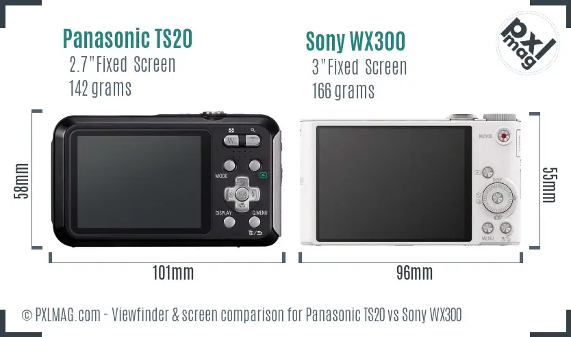 Panasonic TS20 vs Sony WX300 Screen and Viewfinder comparison