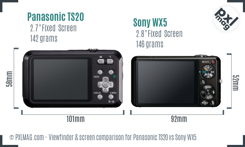 Panasonic TS20 vs Sony WX5 Screen and Viewfinder comparison