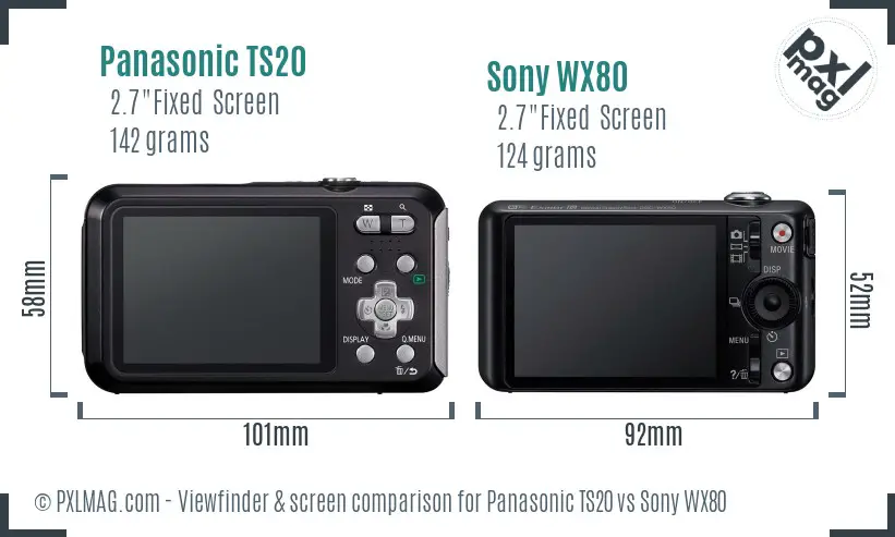 Panasonic TS20 vs Sony WX80 Screen and Viewfinder comparison