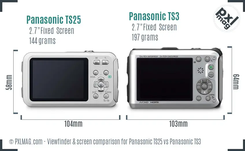 Panasonic TS25 vs Panasonic TS3 Screen and Viewfinder comparison