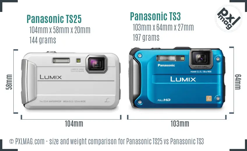 Panasonic TS25 vs Panasonic TS3 size comparison